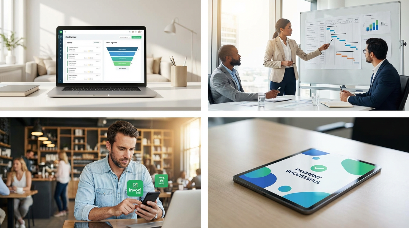 Business team using Invoxi CRM